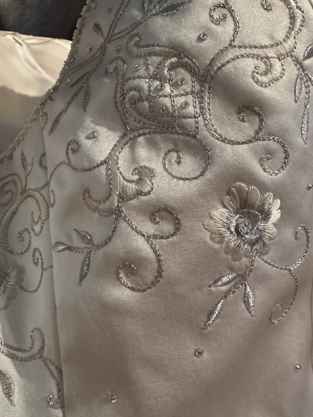 Ivory Embroidered and Embellished Wedding Dress with train - Picture 5 of 12